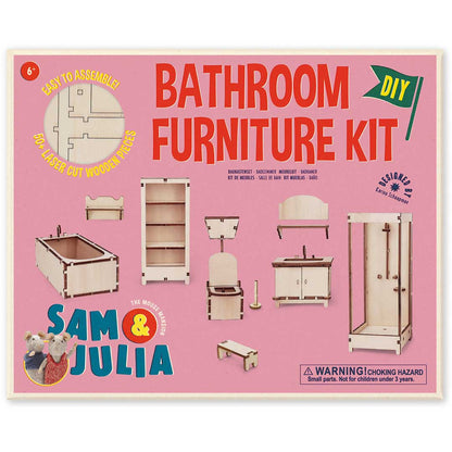 Holz-Baukastenset Sam & Julia Badezimmer mit Badewanne, Toilette und Waschbecken