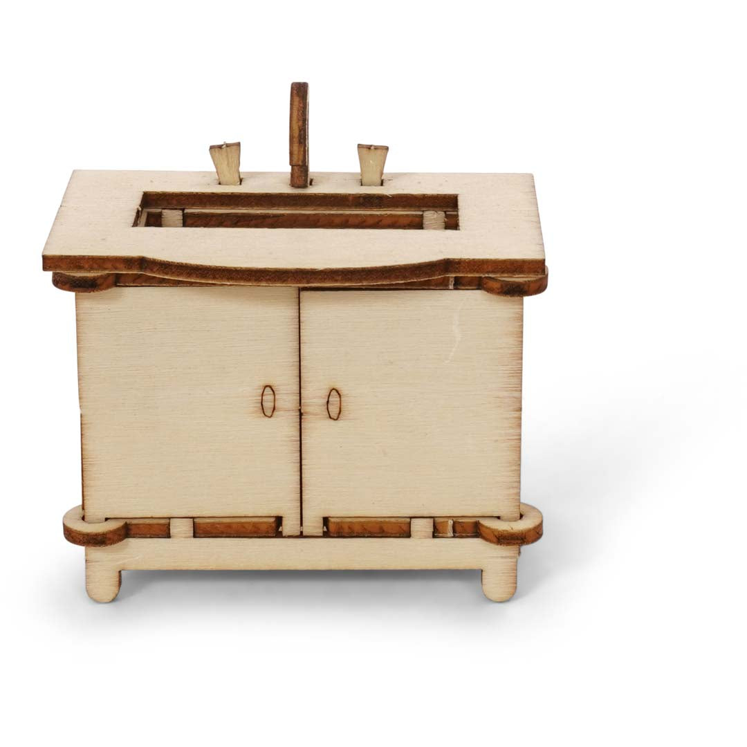 Holz-Baukastenset Sam & Julia Badezimmer mit Badewanne, Toilette und Waschbecken