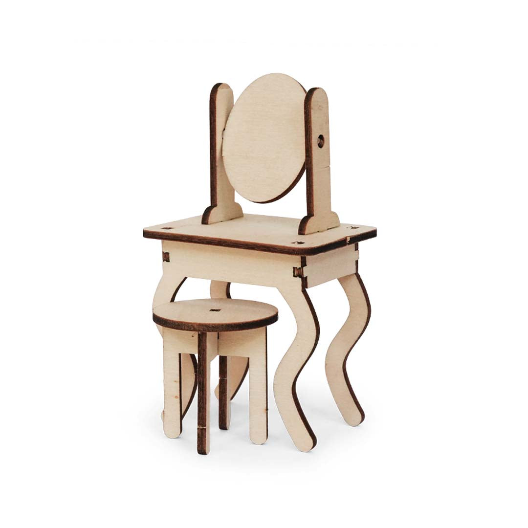 Holz-Baukastenset Mäusehaus-Elternschlafzimmer von Sam & Julia mit Bett, Schrank und Nachttischen