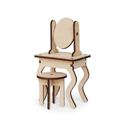 Holz-Baukastenset Mäusehaus-Elternschlafzimmer von Sam & Julia mit Bett, Schrank und Nachttischen