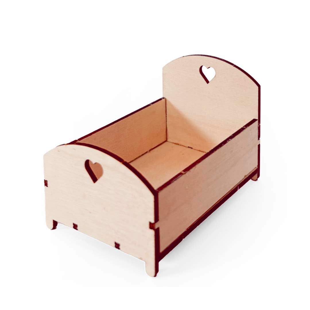 Holz-Baukastenset Mäusehaus-Zimmer Nursery von Sam & Julia mit Babybett, Wiege und Möbeln