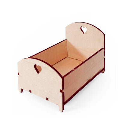 Holz-Baukastenset Mäusehaus-Zimmer Nursery von Sam & Julia mit Babybett, Wiege und Möbeln