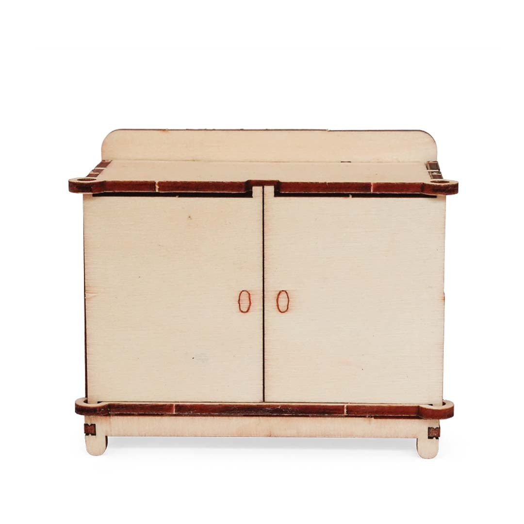 Holz-Baukastenset Mäusehaus-Zimmer Nursery von Sam & Julia mit Babybett, Wiege und Möbeln