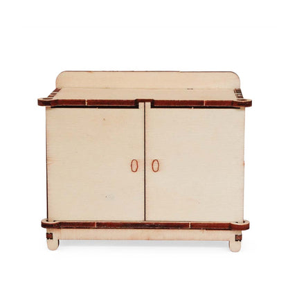 Holz-Baukastenset Mäusehaus-Zimmer Nursery von Sam & Julia mit Babybett, Wiege und Möbeln