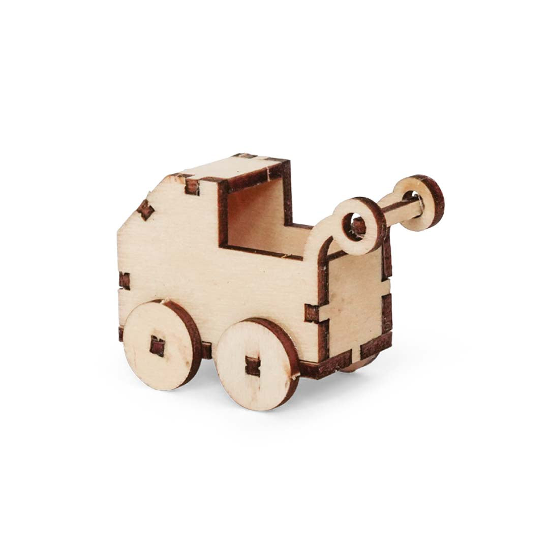 Holz-Baukastenset Mäusehaus-Zimmer Nursery von Sam & Julia mit Babybett, Wiege und Möbeln