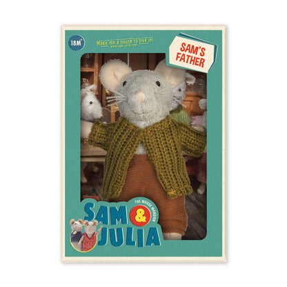 Plüsch-Maus Sams Vater von Sam & Julia, graubraun, ca. 13 cm groß