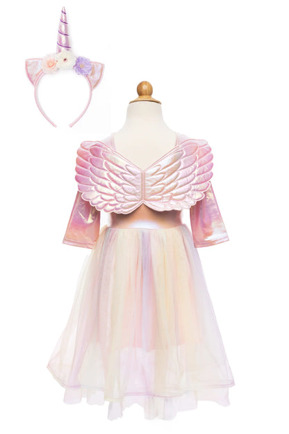 Einhornkleid mit Flügeln und Stirnband in Pastelltönen von Great Pretenders