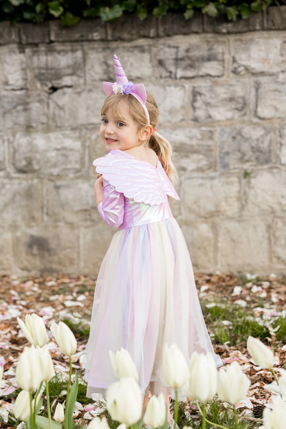 Einhornkleid mit Flügeln und Stirnband in Pastelltönen von Great Pretenders