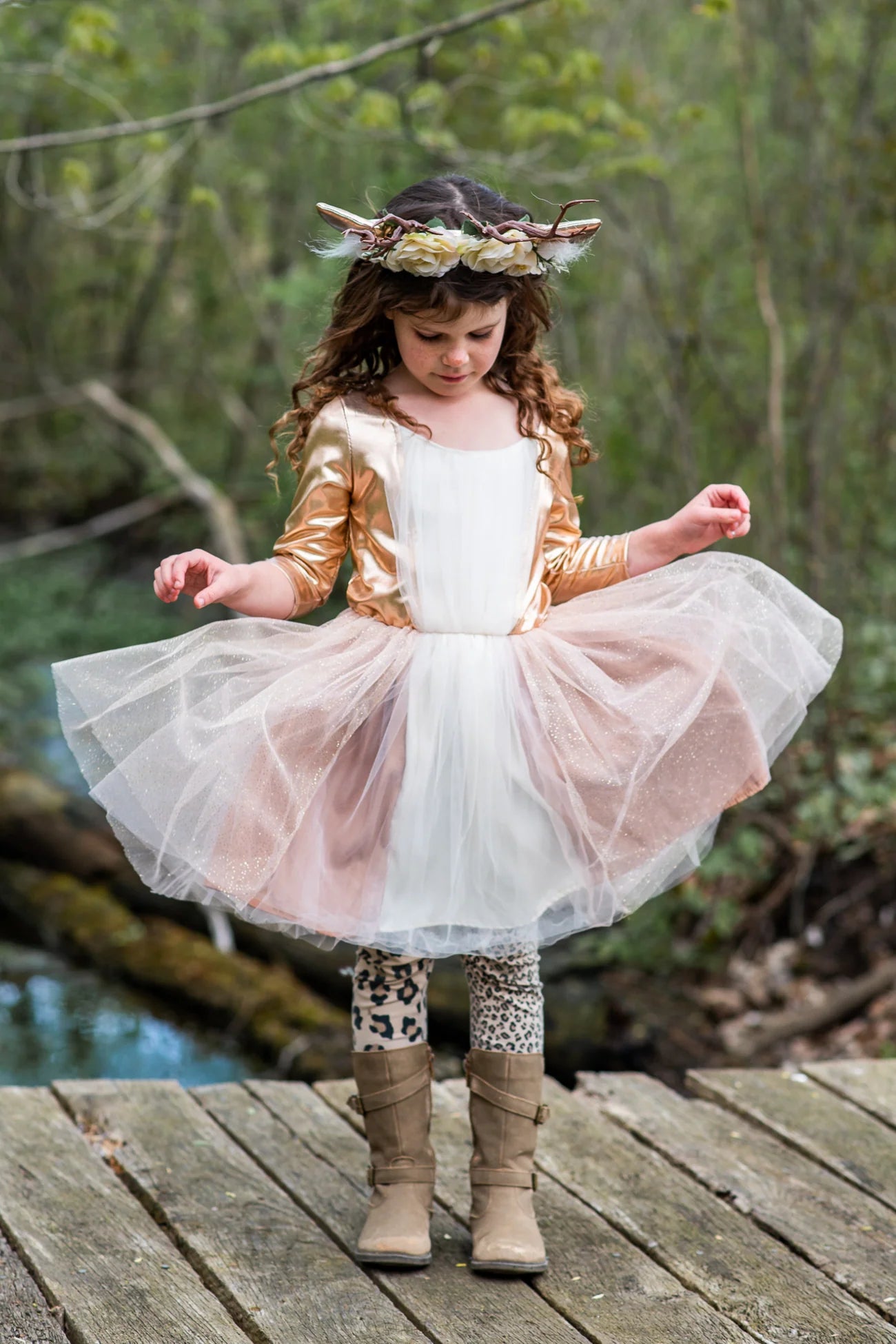 Woodland Deer Dress Rehkostüm von Great Pretenders in Braun mit weißen Flecken, Größe US 5-6