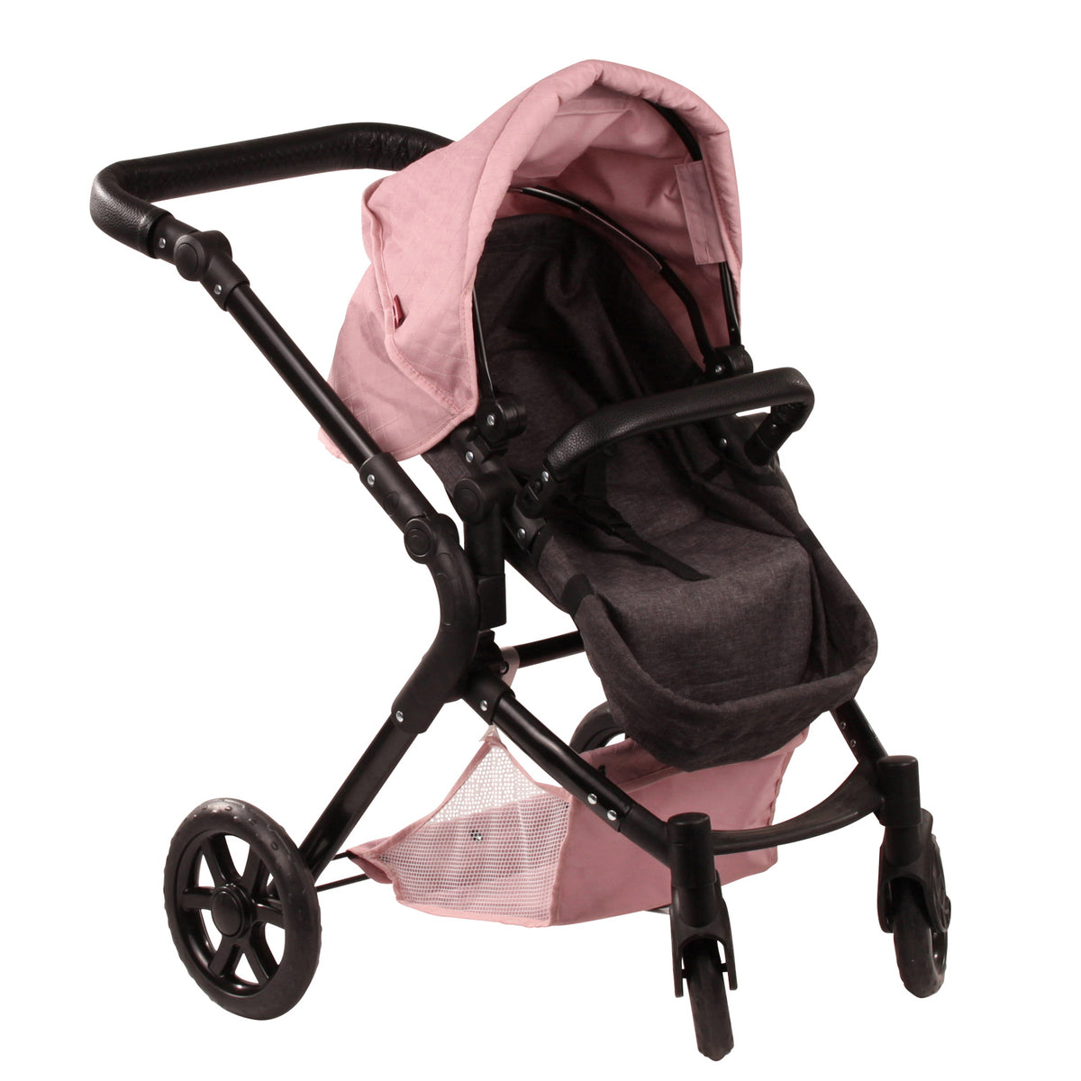 Götz Puppenwagen 2 in 1 Soft Mood mit Sitz statt Tragetasche, rosa Verdeck und schwarzem Sitzbezug