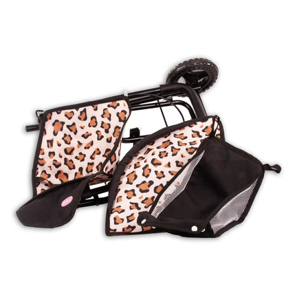 Götz 3-Rad Puppen-Buggy Klein Tiger mit Leoparden-Muster, zerlegte Einzelteile und Zubehör
