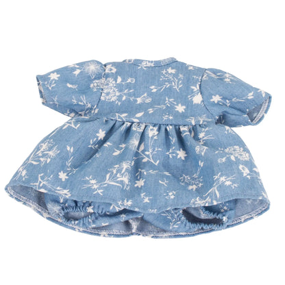 Götz Babykleid Denim Flowers in Jeansblau mit weißem Blumenmuster und kurzen Puffärmeln, Packshot