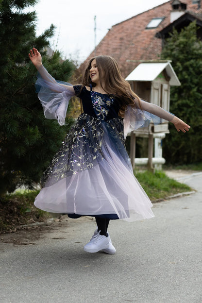 Hexen-Kostüm Twilight Zauberinnen Kleid von Great Pretenders in Dunkelblau mit Sternen-Details