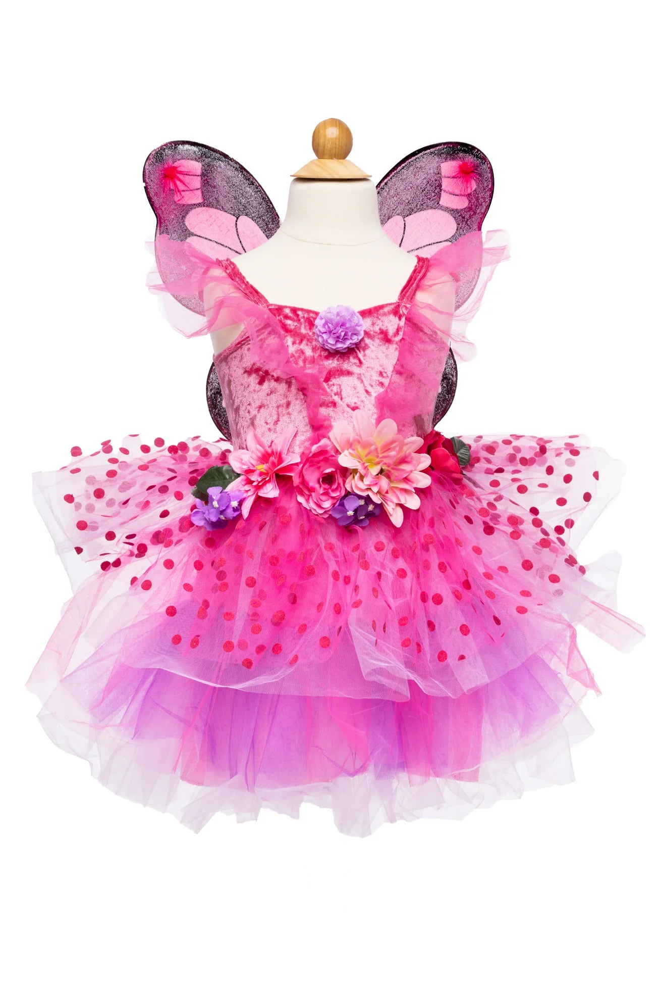 Feenkleid und Flügel von Great Pretenders in Dunkel-Pink und Lila für Größe US 5-6