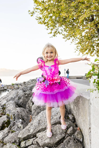 Feenkleid und Flügel von Great Pretenders in Dunkel-Pink und Lila für Größe US 5-6