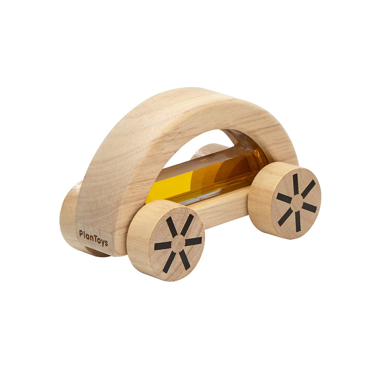 Holzfahrzeug Wautomobile von PlanToys in leuchtendem Gelb mit abgerundeten Kanten