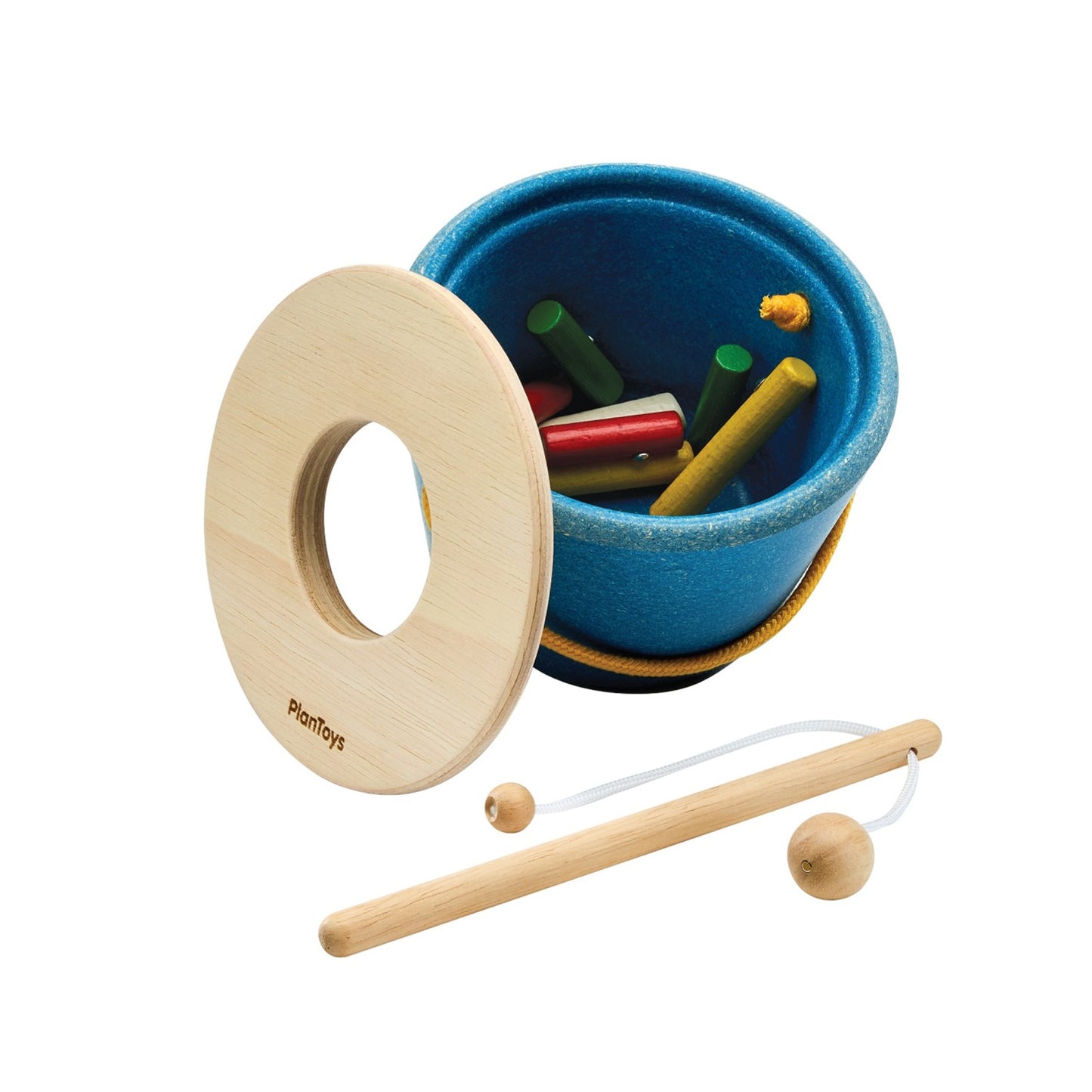 Angelspiel Timber Tots Catch von PlanToys mit Holzangel und bunten Stoffmeeresbewohnern