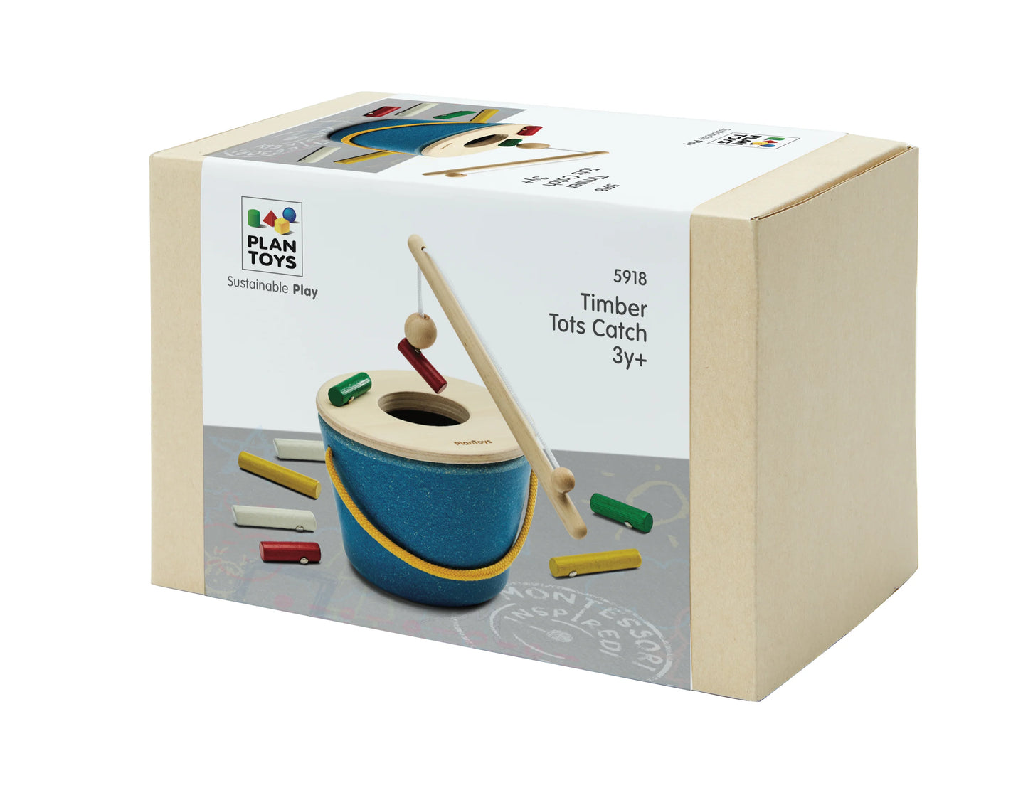 Angelspiel Timber Tots Catch von PlanToys mit Holzangel und bunten Stoffmeeresbewohnern