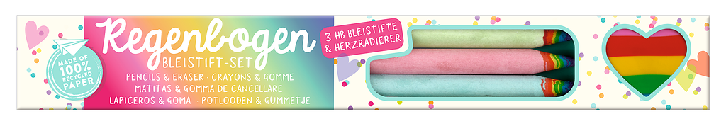 Moses - Regenbogen Bleistift Set mit Radiergummi Bild 1