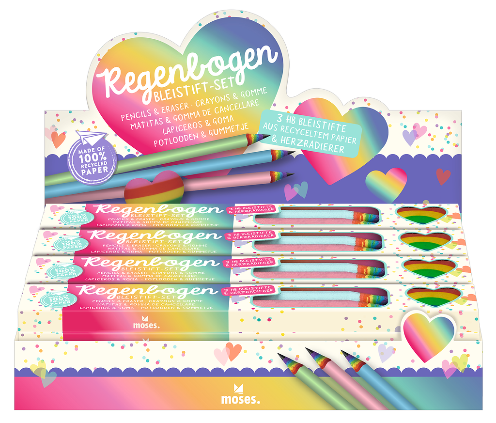 Moses - Regenbogen Bleistift Set mit Radiergummi Bild 2