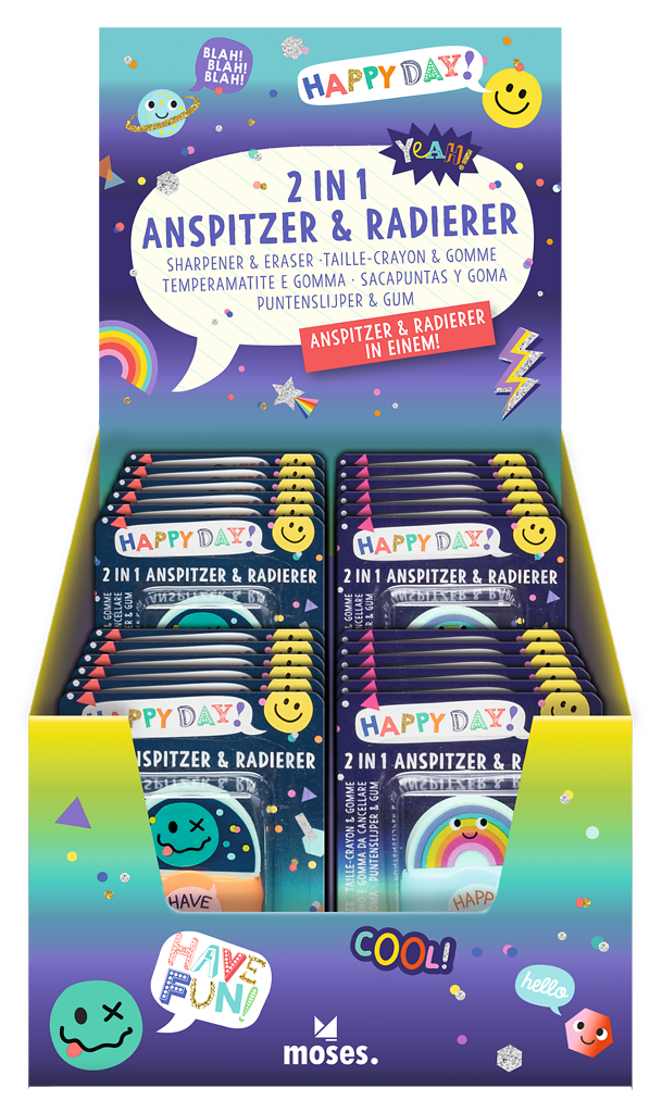 Moses - Happy Day 2 in 1 Anspitzer & Radierer Bild 1