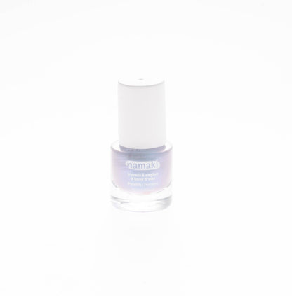 Namaki Nagellack Blue Silver, einzelnes hellviolettes Fläschchen mit weißem Deckel