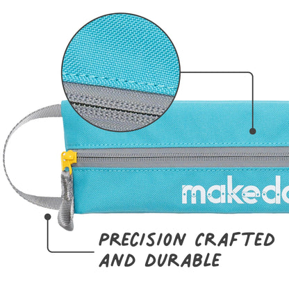 Makedo Tool-Case in Türkis, Detailansicht von Stoff und Reißverschluss