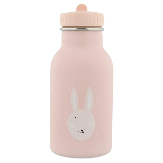 Trixie Thermo-Trinkflasche Mrs. Rabbit in zartem Rosé mit weißem Hasengesicht und gepunkteter Oberfläche, Frontansicht