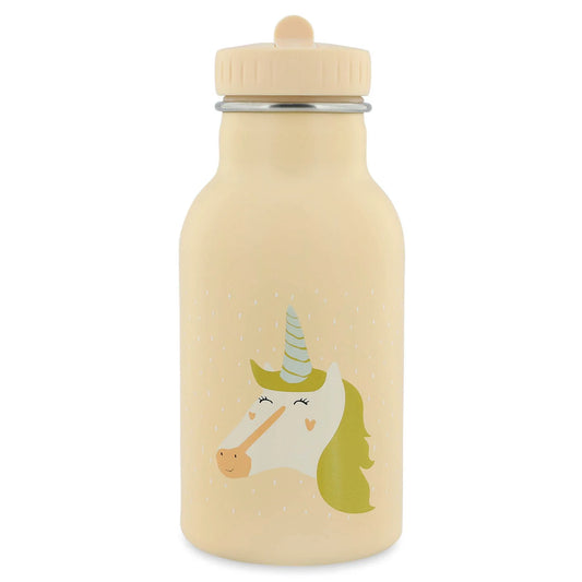 Trixie Thermo-Trinkflasche in Creme mit Einhorn-Motiv und grüner Mähne, beige Verschluss