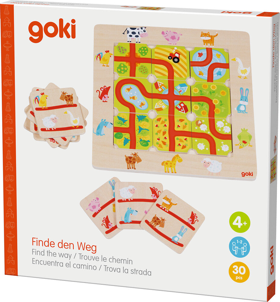 Goki - Legespiel, Finde den Weg, Auf dem Land Bild 2