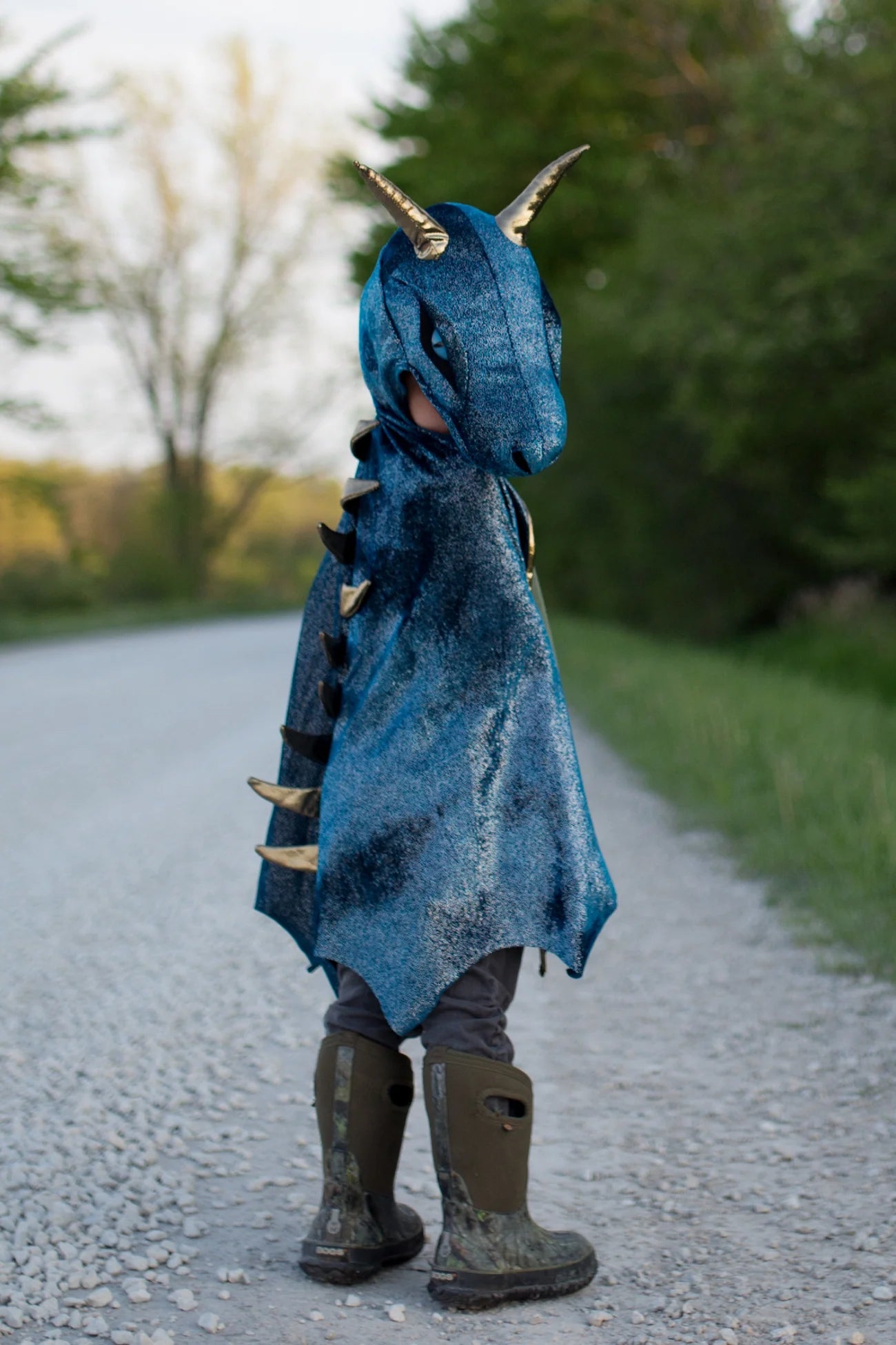 Sternennachtdrache-Kostüm blau von Great Pretenders mit Flügeln und Schwanz, Größe US 7-8