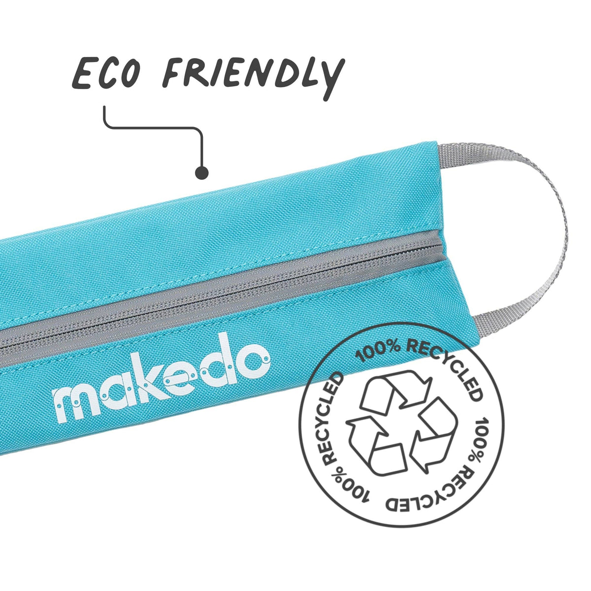 Makedo Tool-Case Tasche in Türkis mit Siegel für 100% recyceltes Material