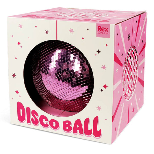 Rex London Discokugel Pink in der Kartonverpackung mit Sternen und Discokugel-Motiv