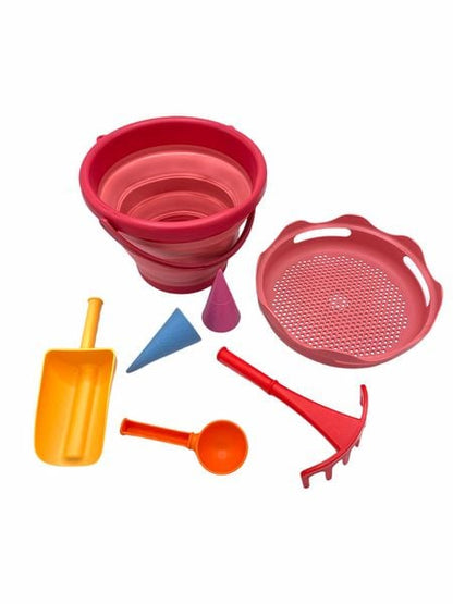 Schildkröt 7in1 Sandspielzeug-Set in Rosa mit Förmchen, Schaufel und Sieb