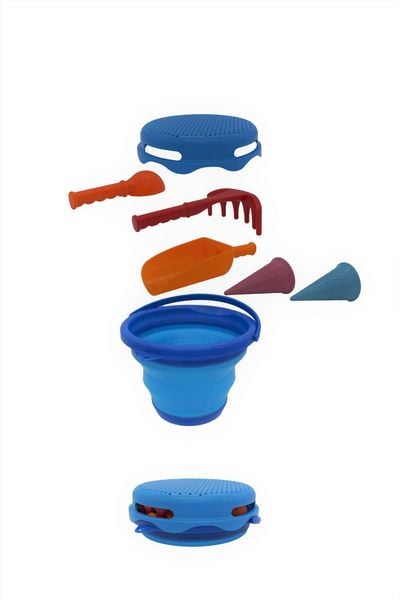 Schildkröt 7 in 1 Sandspielzeug-Set in Blau mit Förmchen, Schaufeln und Sieb