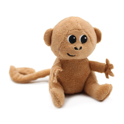 Plüsch-Affenmama mit Baby von Les Déglingos, braun, 25 cm groß, weiches Kuscheltier