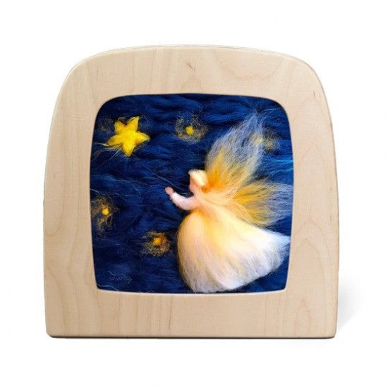Silhouettenlampe Toverlux Het Wol Feetje mit Motiv Kind unter Sternen