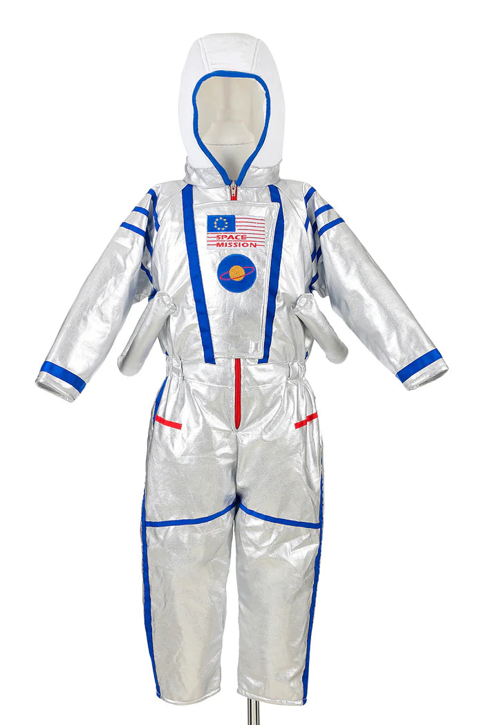Astronautenkostüm Spaceman von Souza in Silbergrau mit Helm für Größe 128/140