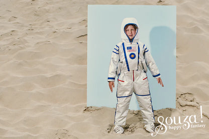Astronautenkostüm Spaceman von Souza in Silbergrau mit Helm für Größe 128/140