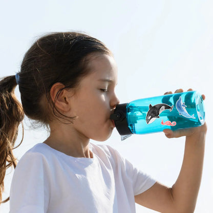Wasserfeste Aufkleber Frau Ottilie Wildes Meer mit bunten Meeresbewohnern und Wellenmotiven