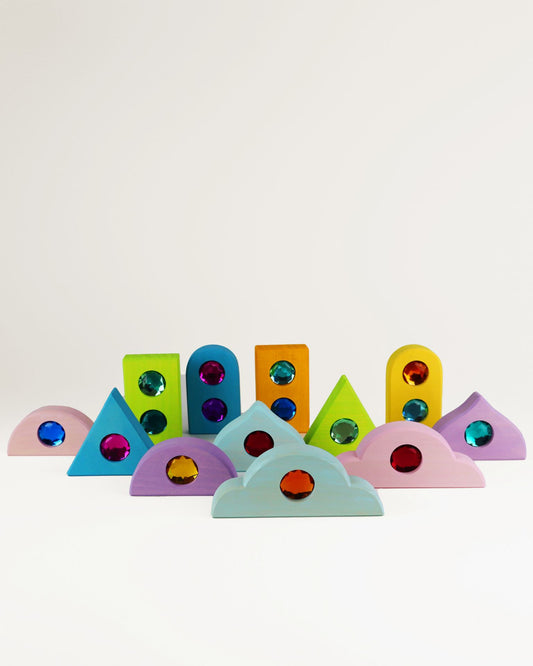 Bauspiel - Märchendächer - Funkeldächer pastell (12 Teile)