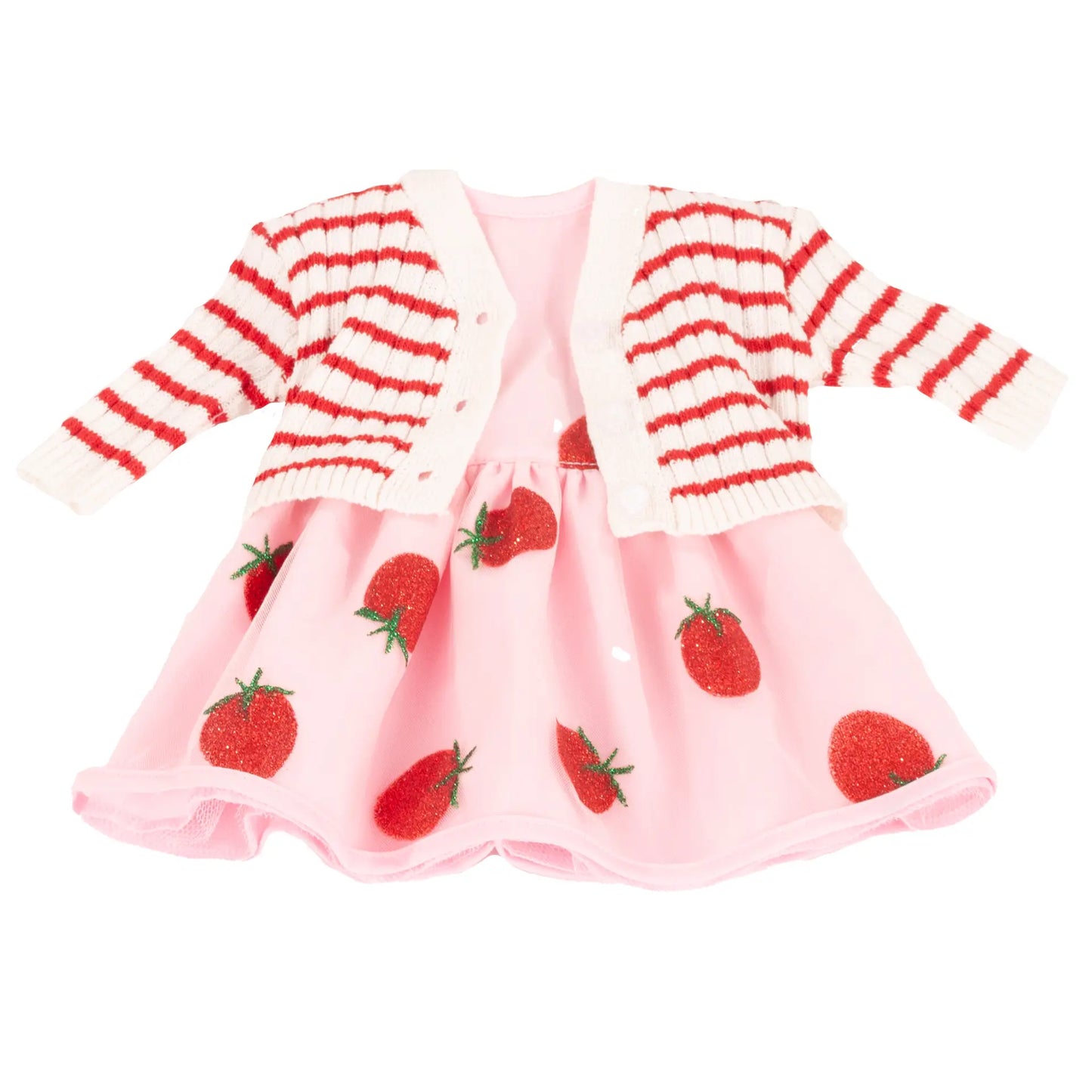Puppenkleidung-Set Götz mit glitzernder Jacke und Kleid in Beerenfarben für 45-50cm Puppen