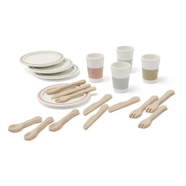 Holz-Geschirr-Set Bistro von Kids Concept mit 20 Teilen in hellem Holz