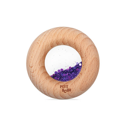 Petit Boum Calm Donut aus Holz mit Fenster, darin lila Glitzer