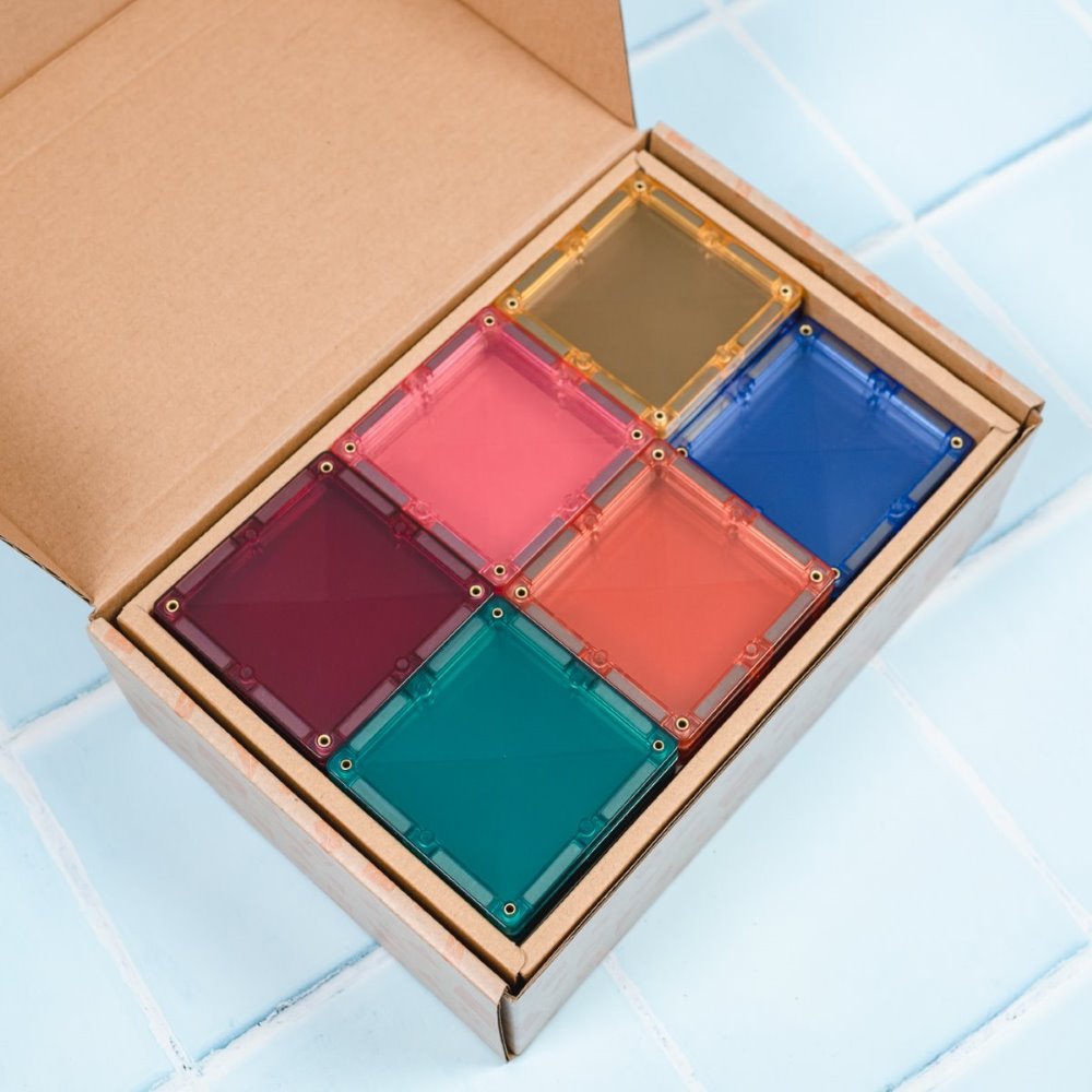 Magnetbausteine-Set Connetix Pastel Square Pack mit 40 transparenten quadratischen Teilen in Pastellfarben