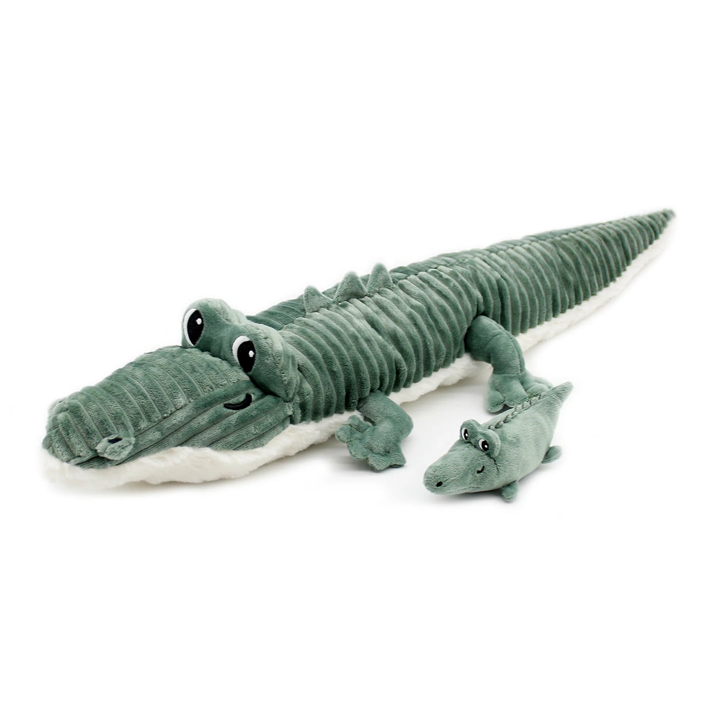 Mama und Baby Krokodil Kuscheltier von Les Déglingos in Grün, 57 cm