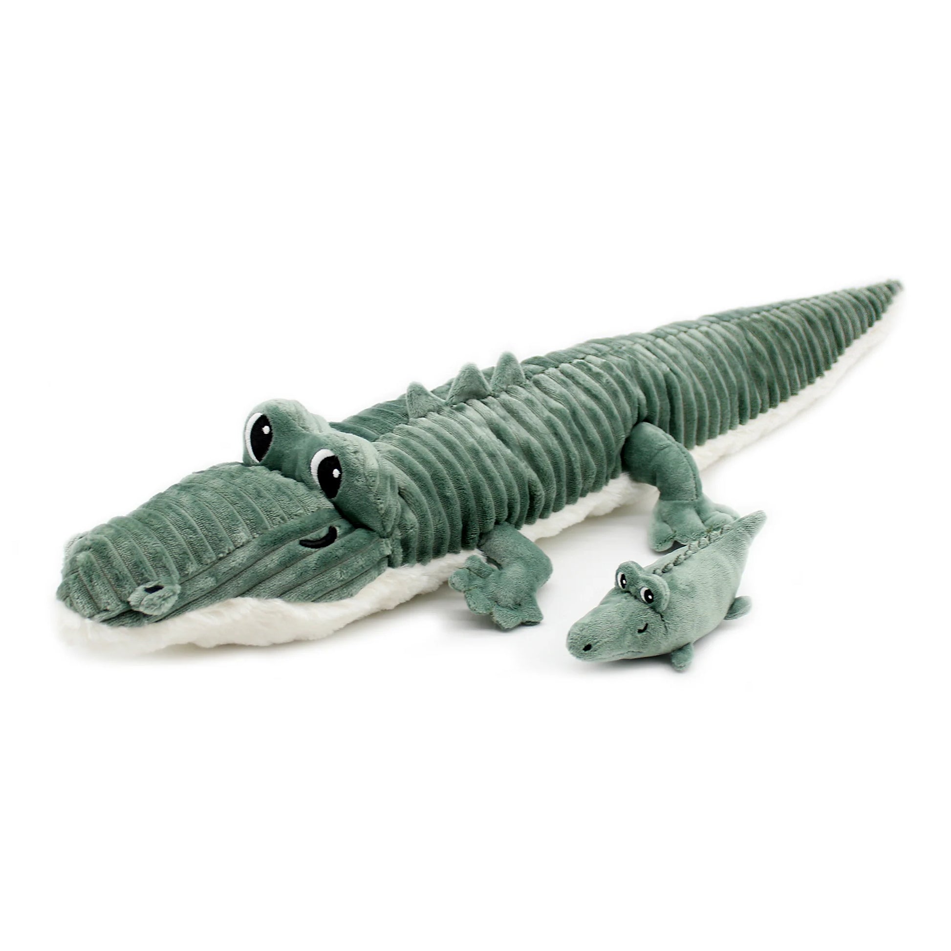 Mama und Baby Krokodil Kuscheltier von Les Déglingos in Grün, 57 cm