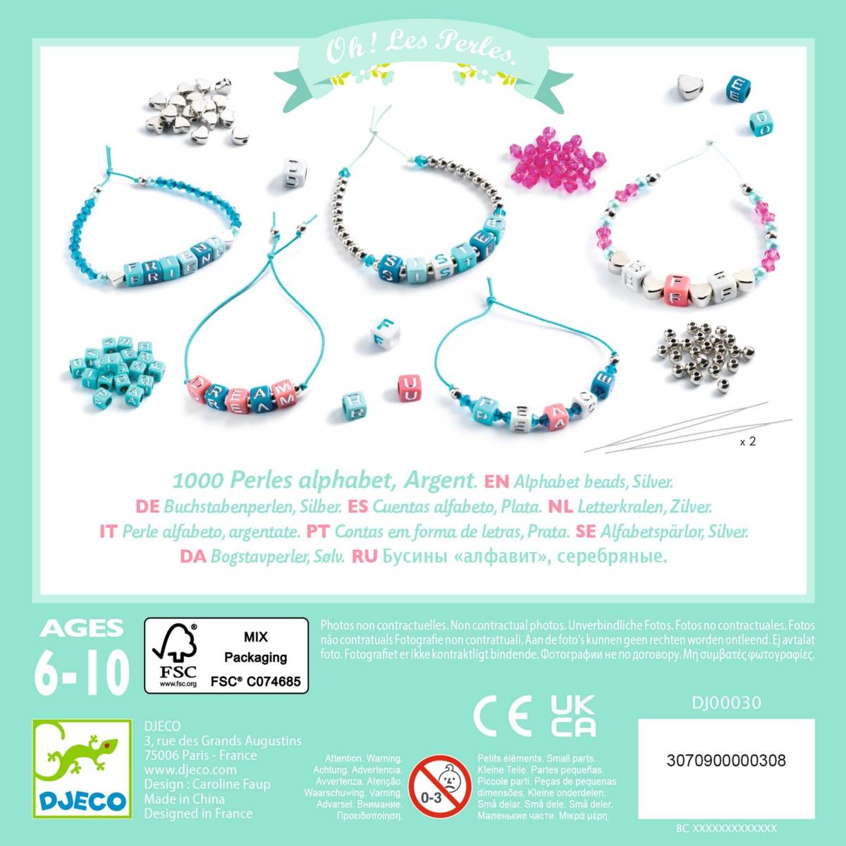 Djeco - Schmuck basteln: Buchstaben Silber - DJ00030-B2-RVB_1200