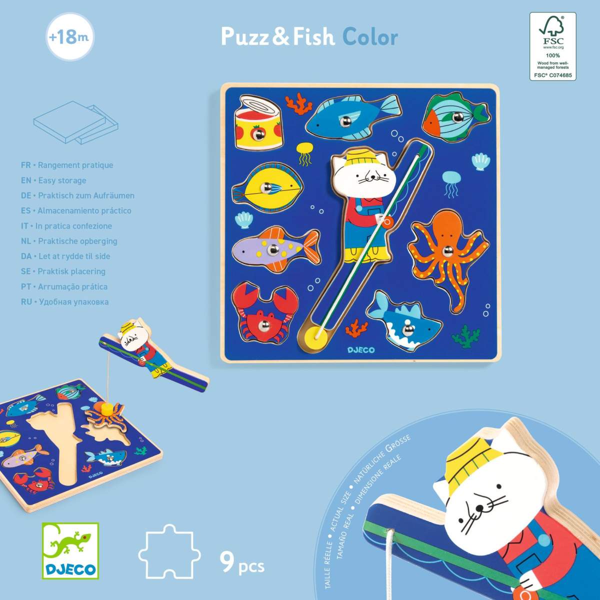 Djeco - Puzzle: 2in1 Puzz & Fish Color - DJ01080-B2-RVB_1200