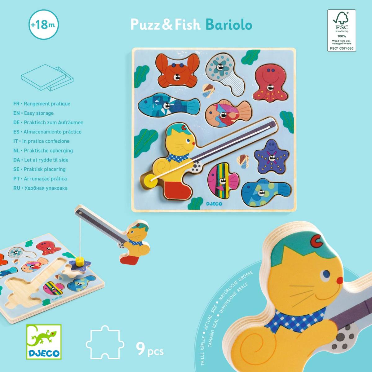 Djeco - Puzzle: 2in1 Puzz & Fish Bariolo - DJ01082-B2-RVB_1200